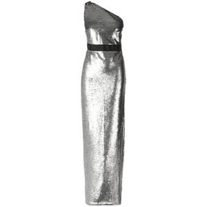 Tufi Duek Silver Sequin One Shoulder Dress Size 6
